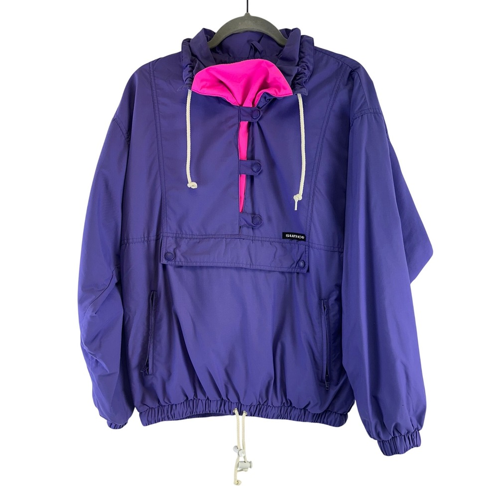 Sunice Vintage Pullover Jacket Purple Retro Anorak Windbreaker Pink Womens 10